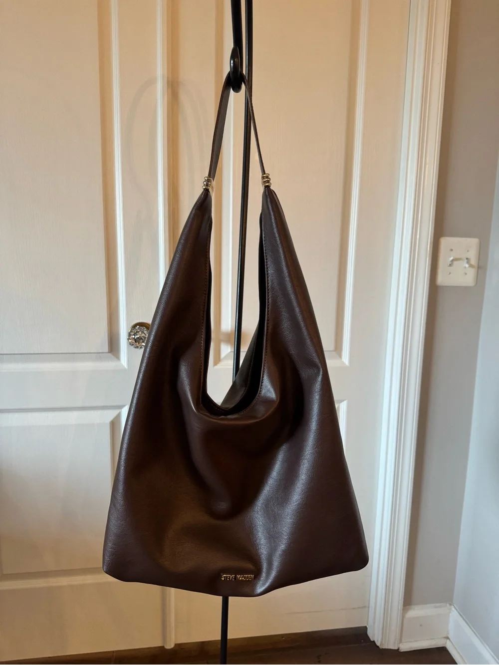 Steve Madden Brown Faux-Leather Satchel